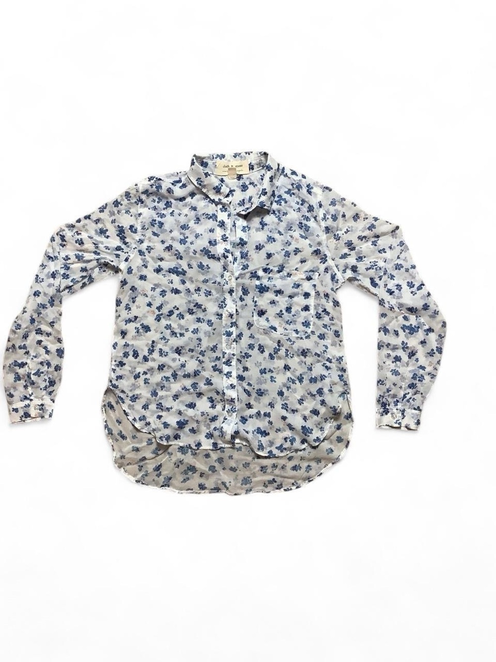cloth & stone Anthropologie Blue and White Floral Blouse